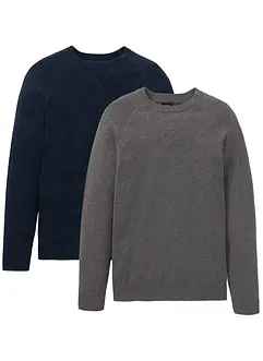 Feinstrickpullover (2er Pack) aus reiner Baumwolle, bonprix