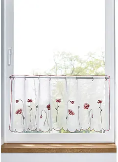 Transparente Scheibengardine mit Blumenstickerei, bonprix