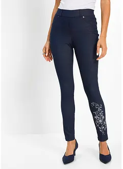 Jegging avec imprimé floral et strass, bonprix