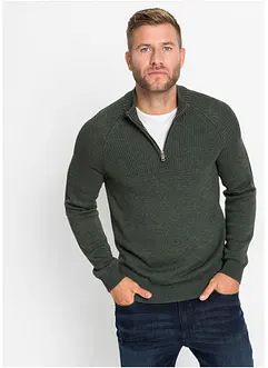 Troyer Pullover mit Komfortschnitt und Baumwolle, bonprix