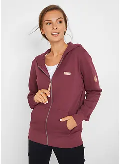 Sweat zippé à capuche, 100% coton, bonprix