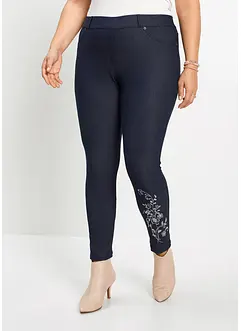 Jegging avec imprimé floral et strass, bonprix