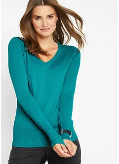 Pull col en V en fine maille, bonprix