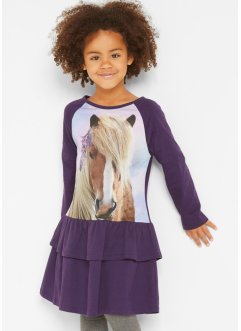 Mädchen Jerseykleid mit Volants mit Bio-Baumwolle, bpc bonprix collection