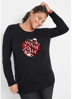 Pull de Noël avec sequins réversibles, bonprix