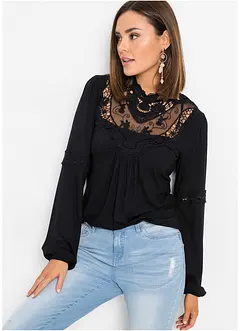 T-shirt manches longues avec dentelle, bonprix