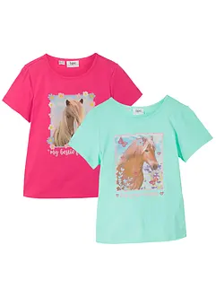 Lot de 2 T-shirts fille en coton, bonprix