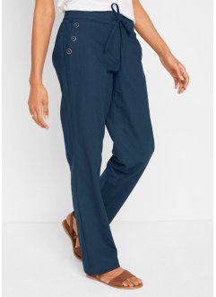 Pantalon en lin avec taille élastiquée, Flared, bpc bonprix collection