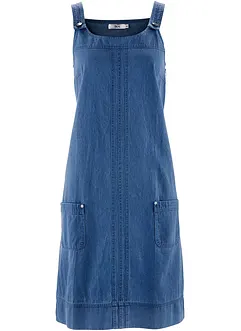 Robe en jean coton avec bretelles de salopette, longueur genou, bonprix
