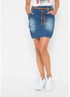 Jupe en jean avec ceinture, bonprix