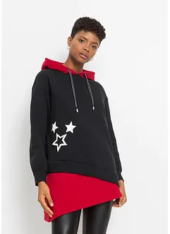 Sweatshirt mit Kapuze und asymmetrischem Saum, bonprix