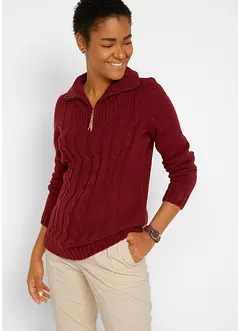 Troyer Pullover mit Zopfmuster, bonprix