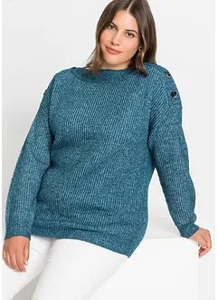 Pull oversize à boutons, bonprix