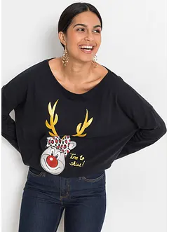 Off-Shoulder-Shirt mit Weihnachtsmotiv, bonprix