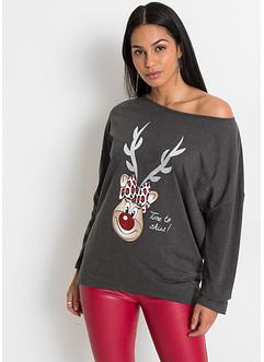 Off-Shoulder-Shirt mit Weihnachtsmotiv, BODYFLIRT