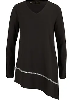 Longshirt mit asymmetrischen Schnitt und Glitzer, bonprix