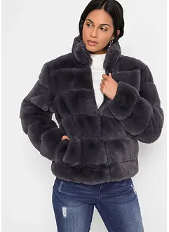 Fellimitat-Jacke mit Reißverschluss, bonprix