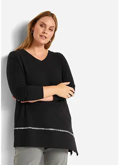 Longshirt mit asymmetrischen Schnitt und Glitzer, bonprix