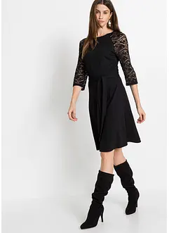 Jerseykleid mit Spitzenärmeln, bonprix