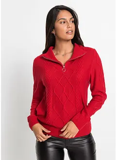 Troyer Pullover mit Zopfmuster, bonprix