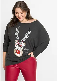 Off-Shoulder-Shirt mit Weihnachtsmotiv, BODYFLIRT