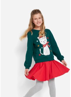 Mädchen Sweatshirt + Rock mit Weihnachtsmotiv (2-tlg. Set), bpc bonprix collection