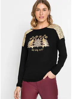 Oversize-Shirt mit Weihnachtsmotiv und schönen Pailletten, BODYFLIRT boutique