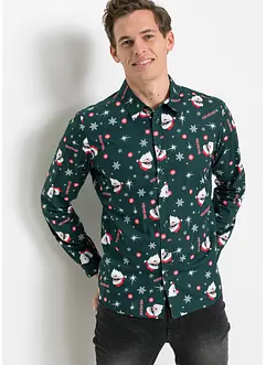 Langarmhemd mit Weihnachts-Druck, Slim Fit, bonprix