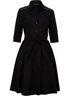 Hemdblusenkleid mit Spitze und Bindeband, bonprix