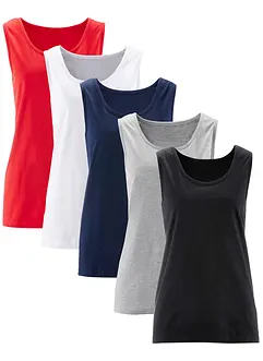 Lot de 5 longs débardeurs coton, bonprix