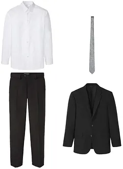 Costume 4 pièces : veste de costume, pantalon, chemise, cravate, bonprix