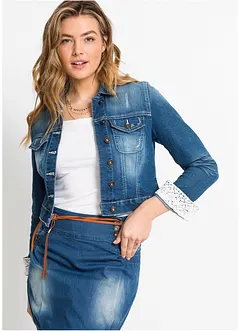 Veste en jean à empiècement dentelle, bonprix