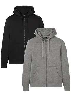 Lot de 2 sweats à capuche zippés , bonprix