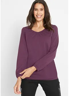 T-shirt manches longues en coton à finitions élastiquées, bonprix