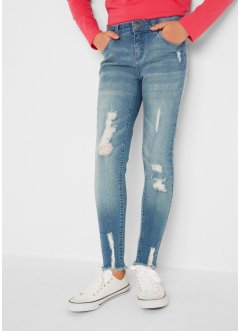 Mädchen Skinny-Jeans mit Used Effekt, John Baner JEANSWEAR