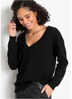 Oversize-Pullover mit V-Ausschnitt, bonprix