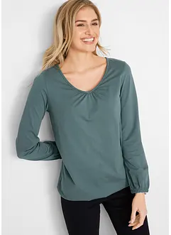 Baumwoll-Langarmshirt mit Gummizug, bonprix