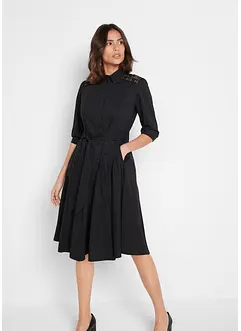 Hemdblusenkleid mit Spitze und Bindeband, bonprix