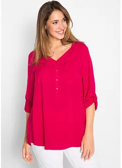 Bluse mit V-Ausschnitt, Langarm, bonprix