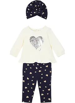 T-shirt + legging + bonnet bébé (Ens. 3 pces.) coton, bonprix