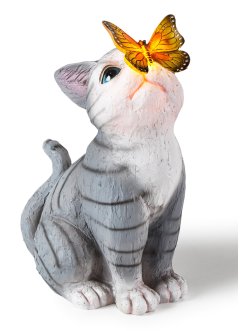 Solar Dekoleuchte Katze mit Schmetterling, bpc living bonprix collection