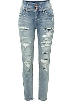 Jean Skinny taille haute avec effets destroyed, bonprix