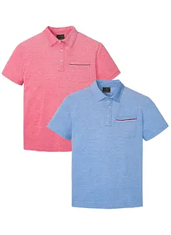 Lot de 2 polos en maille piquée, 100% coton, bonprix