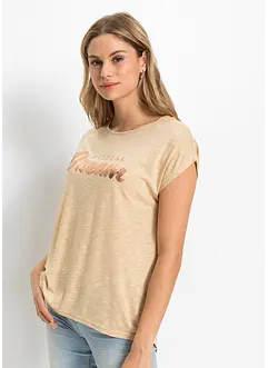 T-shirt long avec inscription en relief, bonprix