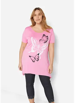 T-shirt long à pans et motif papillon, bonprix