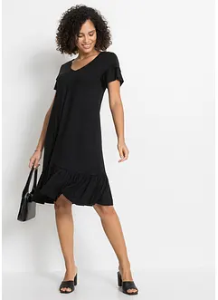Jerseykleid mit Volant aus Viskose-Mix, bonprix