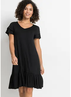 Jerseykleid mit Volant aus Viskose-Mix, bonprix