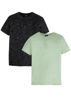 Lot de 2 T-shirts col Henley, manches courtes, bpc bonprix collection