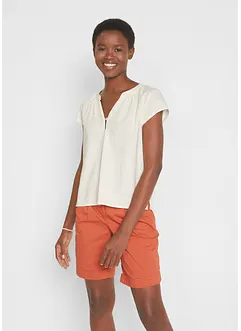 Blouse mélangée lin, mi-manches, bonprix