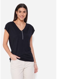 T-shirt avec zip, manches courtes, bpc bonprix collection
